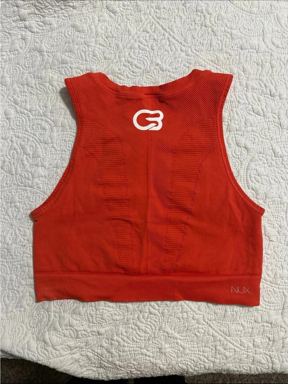 NUX Orange-Red Seamless Crop Athletic Tank